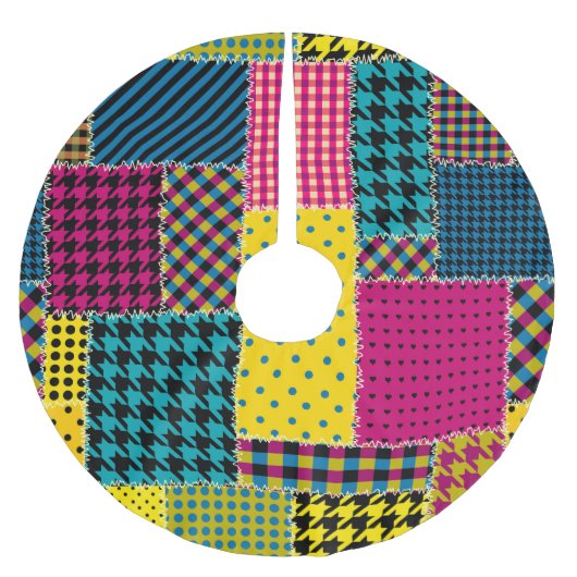 Geometrisches Patchwork: Rechteck - Nahtloser Hint Polyester Weihnachtsbaumdecke (Vorderseite)
