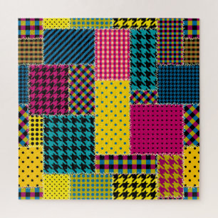 Geometrisches Patchwork: Rechteck - Nahtloser Hint Puzzle
