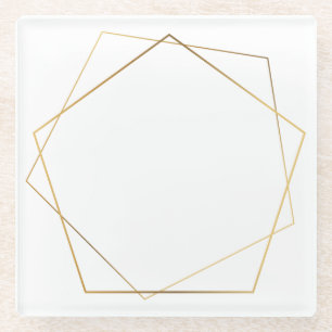 geometrisches Pentagon mit Goldeneffekt Glasuntersetzer
