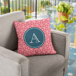 Geometrisches personalisiertes Monogramm Kissen<br><div class="desc">Modernes geometrisches Muster in Rosa mit dunkelfarbenem,  aquamarinem Schattenetikett. Passen Sie dies an,  indem Sie Ihren Namen hinzufügen; klicken Sie auf die Schaltfläche "Anpassen",  und Sie können den Platzhalter-Text leicht ersetzen,  um Ihren Text hinzuzufügen.</div>