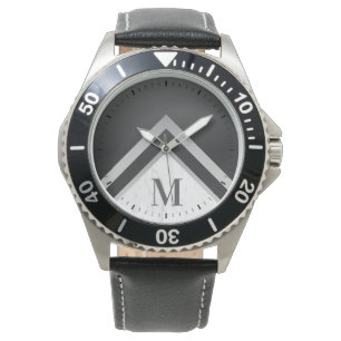 Geometrisches personalisiertes schwarzes Silber Armbanduhr