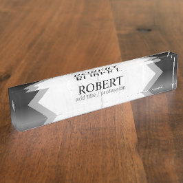 Geometrisches personalisiertes schwarzes Silber Namensplakette