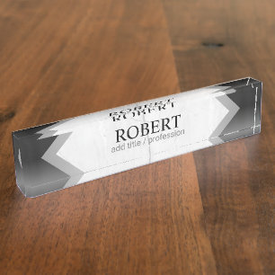 Geometrisches personalisiertes schwarzes Silber Namensplakette