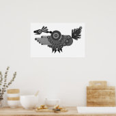 Geometrisches Pfauendesign Poster (Küche)