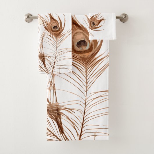 Geometrisches PfauenfederFeather unterstrichen mod Badhandtuch Set (Insitu)