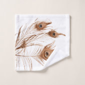 Geometrisches PfauenfederFeather unterstrichen mod Badhandtuch Set (Waschlappen)