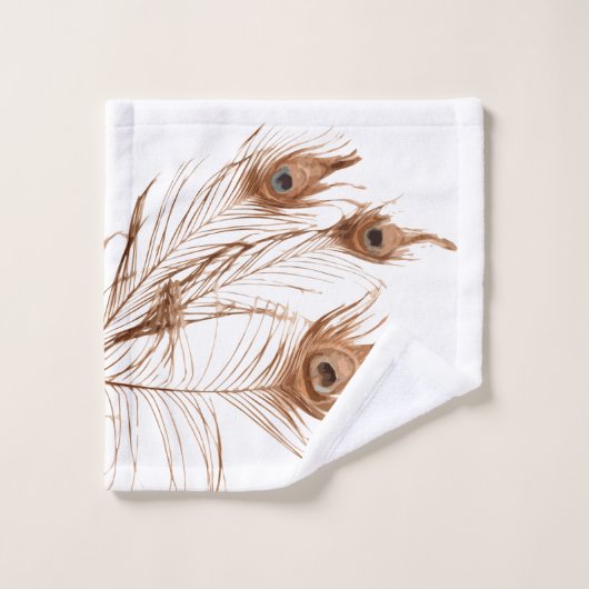 Geometrisches PfauenfederFeather unterstrichen mod Badhandtuch Set (Waschlappen)