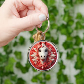 Geometrisches Pferdportrait in lebhaftem Rot und W Schlüsselanhänger (Hand)