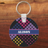 Geometrisches Pickleball-Muster mit Namen Schlüsselanhänger (Vorderseite)