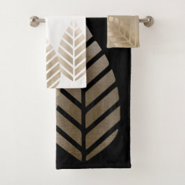 Geometrisches Pinienmuster aus Kupfer und Platin Badhandtuch Set