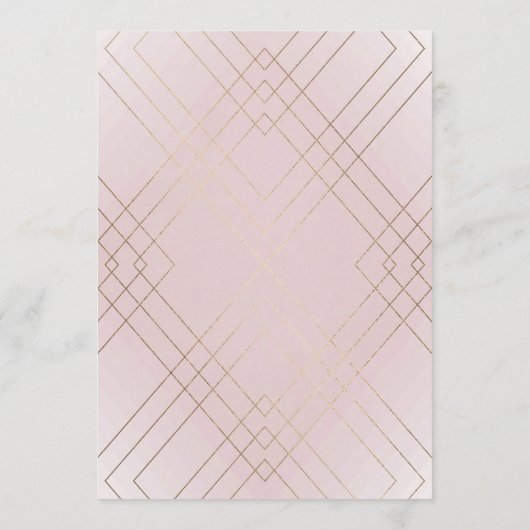 Geometrisches Pink Gold Gatsby Calligrafy Wedding Einladung (Rückseite)