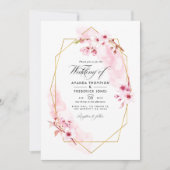 Geometrisches Pink Spring Cherry Blossom Wedding F Einladung (Vorderseite)