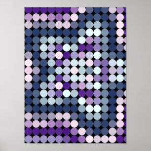 Geometrisches Pixel-Punkt-Mosaik abstraktes violet Poster