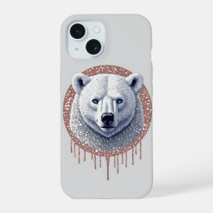 Geometrisches Porträt eines Eisbären in sanften ne iPhone 15 Hülle