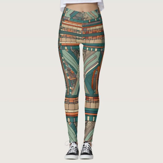 Geometrisches "Prairie-Stil"-Hartglas Leggings (Vorderseite)
