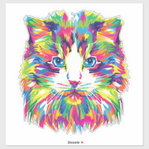 Geometrisches, prismatisches Design der Katze-Gesi Aufkleber