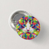 Geometrisches, prismatisches Design der Katze-Gesi Button (Vorne & Hinten)