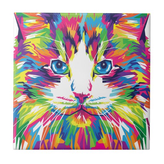 Geometrisches, prismatisches Design der Katze-Gesi Fliese (Vorderseite)