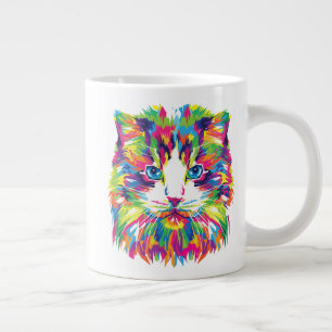 Geometrisches, prismatisches Design der Katze-Gesi Jumbo-Tasse