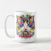 Geometrisches, prismatisches Design der Katze-Gesi Kaffeetasse (Links)