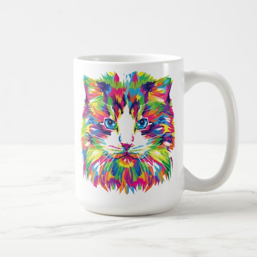 Geometrisches, prismatisches Design der Katze-Gesi Kaffeetasse (Rechts)