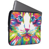 Geometrisches, prismatisches Design der Katze-Gesi Laptopschutzhülle (Vorne Rechts)