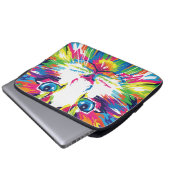 Geometrisches, prismatisches Design der Katze-Gesi Laptopschutzhülle (Vorne Knopf)