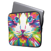 Geometrisches, prismatisches Design der Katze-Gesi Laptopschutzhülle (Vorderseite Links)