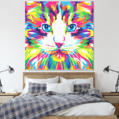 Geometrisches, prismatisches Design der Katze-Gesi Leinwanddruck (Insitu (Schlafzimmer))