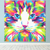 Geometrisches, prismatisches Design der Katze-Gesi Leinwanddruck (Insitu (Holzboden))