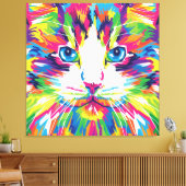 Geometrisches, prismatisches Design der Katze-Gesi Leinwanddruck (Insitu (Wohnzimmer))