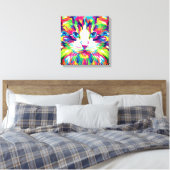 Geometrisches, prismatisches Design der Katze-Gesi Leinwanddruck (Insitu (Schlafzimmer))