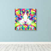 Geometrisches, prismatisches Design der Katze-Gesi Leinwanddruck (Insitu (Holzboden))