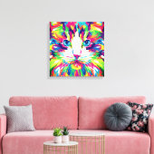 Geometrisches, prismatisches Design der Katze-Gesi Leinwanddruck (Insitu (Wohnzimmer))