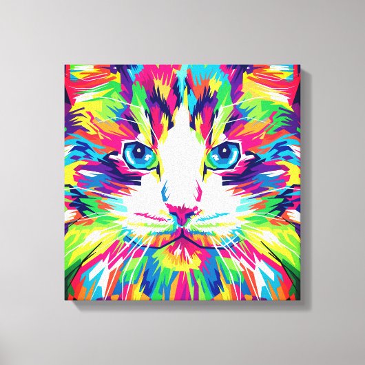 Geometrisches, prismatisches Design der Katze-Gesi Leinwanddruck (Vorderseite)