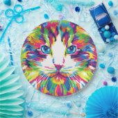 Geometrisches, prismatisches Design der Katze-Gesi Pappteller (Party)