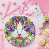 Geometrisches, prismatisches Design der Katze-Gesi Pappteller (Party)