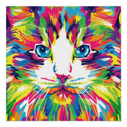 Geometrisches, prismatisches Design der Katze-Gesi Poster (Vorderseite)
