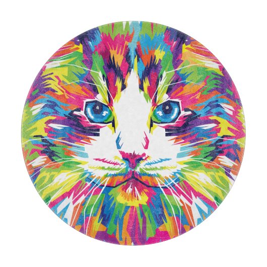 Geometrisches, prismatisches Design der Katze-Gesi Schneidebrett (Vorderseite)