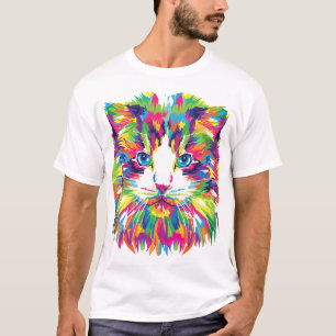 Geometrisches, prismatisches Design der Katze-Gesi T-Shirt