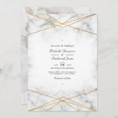 Geometrisches QR-UAWG für Goldmarble Einladung (Vorne/Hinten)