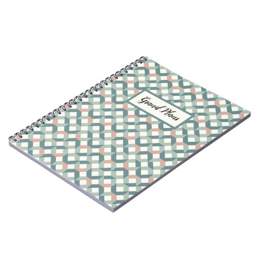 Geometrisches Quilt-Muster-Notebook Notizblock (Linke Seite)