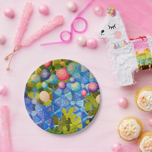 Geometrisches Quiltmuster Pappteller (Party)