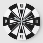Geometrisches Radmuster - Schwarz/Weiß Große Wanduhr (Vorderseite)