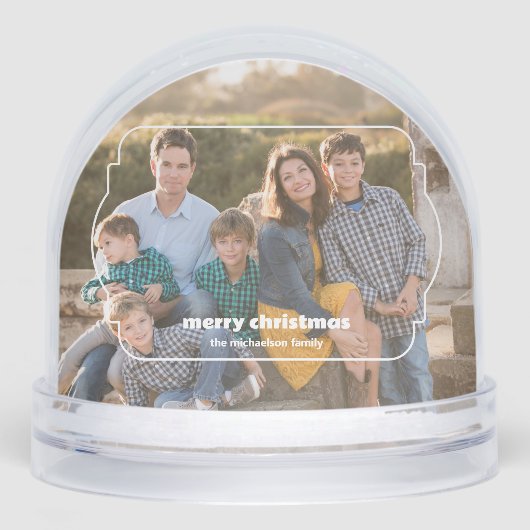 Geometrisches Rahmen Foto Weihnachten Schneekugeln (Vorderseite)