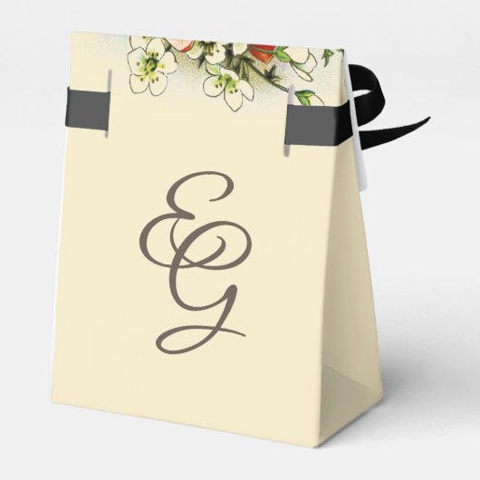 Geometrisches Rahmen mit tropischen Lilien-Hochzei Geschenkschachtel (Rückseite)