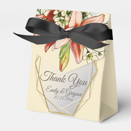 Geometrisches Rahmen mit tropischen Lilien-Hochzei Geschenkschachtel (Vorderseite)