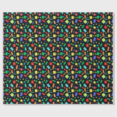 Geometrisches Rainbow-farbiges Confetti-Black-Gesc Geschenkpapier (Flach)