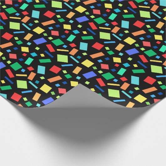 Geometrisches Rainbow-farbiges Confetti-Black-Gesc Geschenkpapier (Ecke)