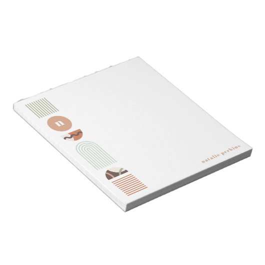 Geometrisches Rainbow Monogram Notepad - braun Notizblock (angewinkelt)